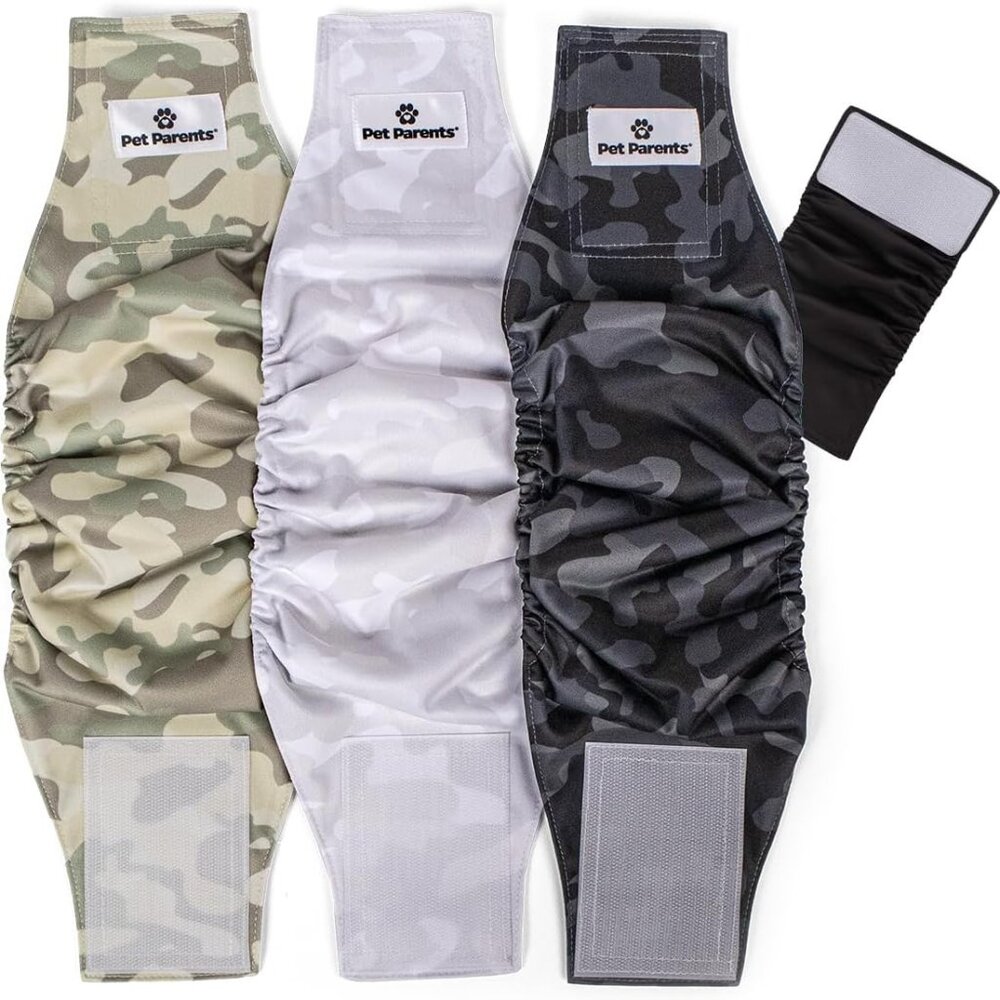 Pet Parents® Washable Belly Bands for Male Dogs (3pack) Camo Sz. L